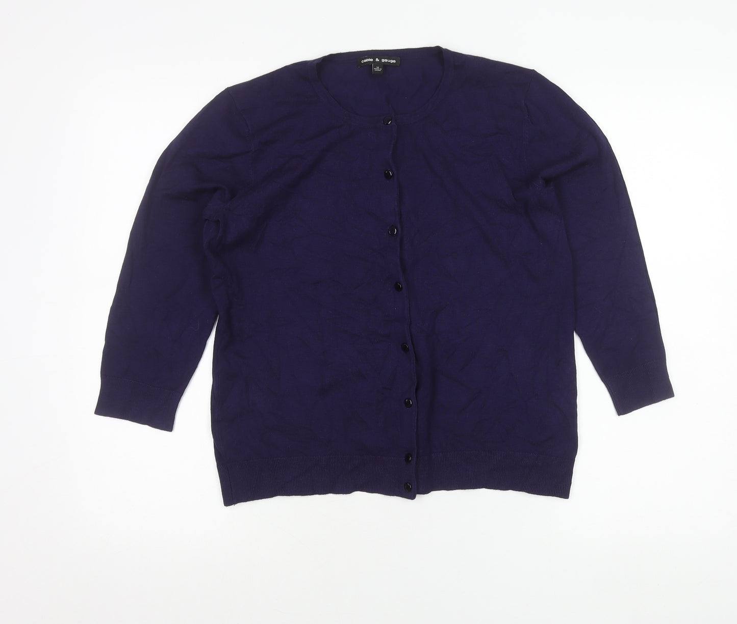 Cable & Gauge Women’s Purple Cardigan M Long Sleeve Crew Neck Knit