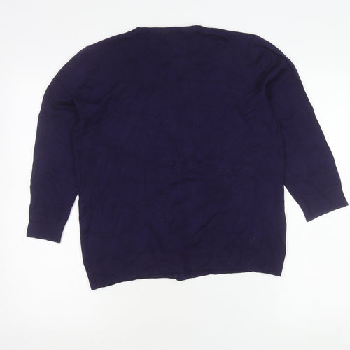 Cable & Gauge Women’s Purple Cardigan M Long Sleeve Crew Neck Knit