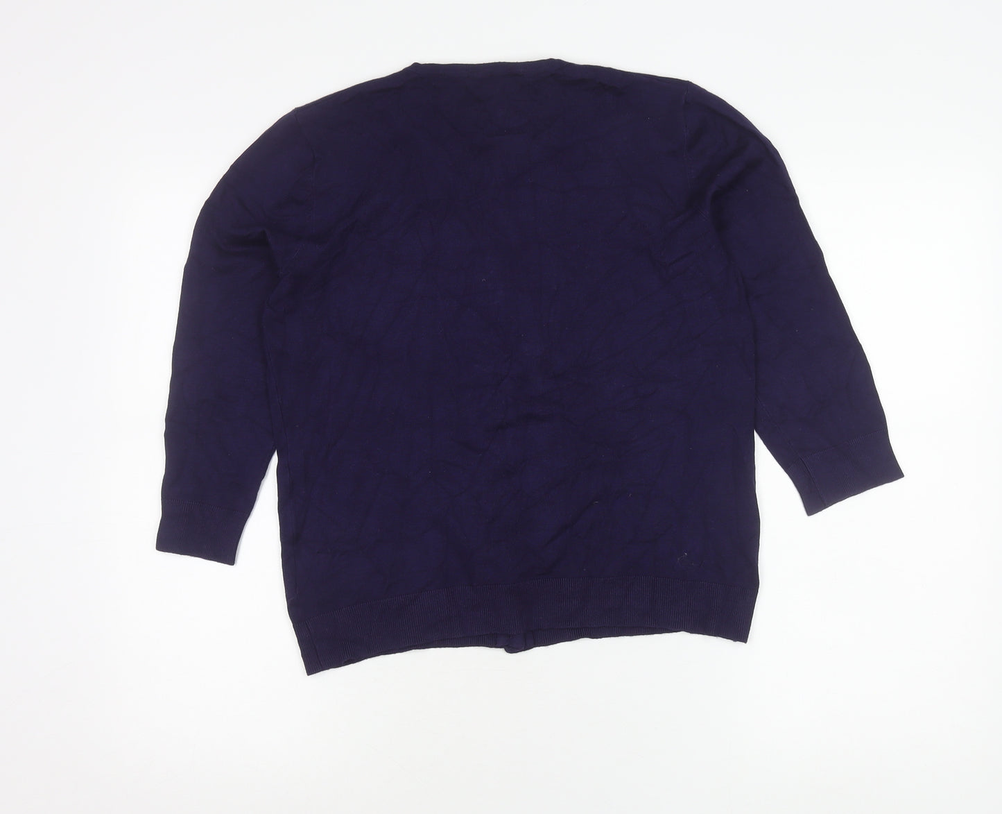 Cable & Gauge Women’s Purple Cardigan M Long Sleeve Crew Neck Knit