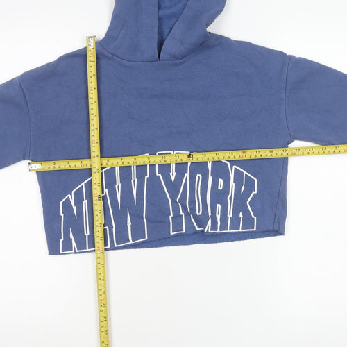 New Look Girls Blue Hoodie Age 10-11 Years Pullover NY Logo