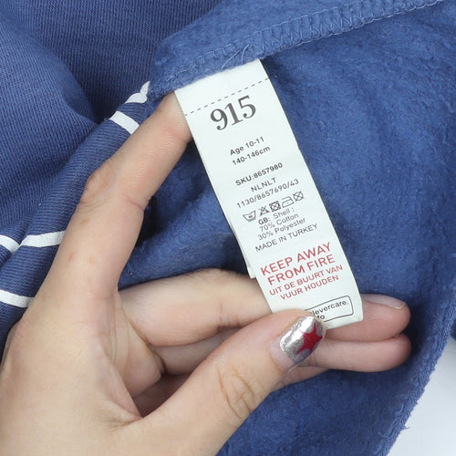 New Look Girls Blue Hoodie Age 10-11 Years Pullover NY Logo