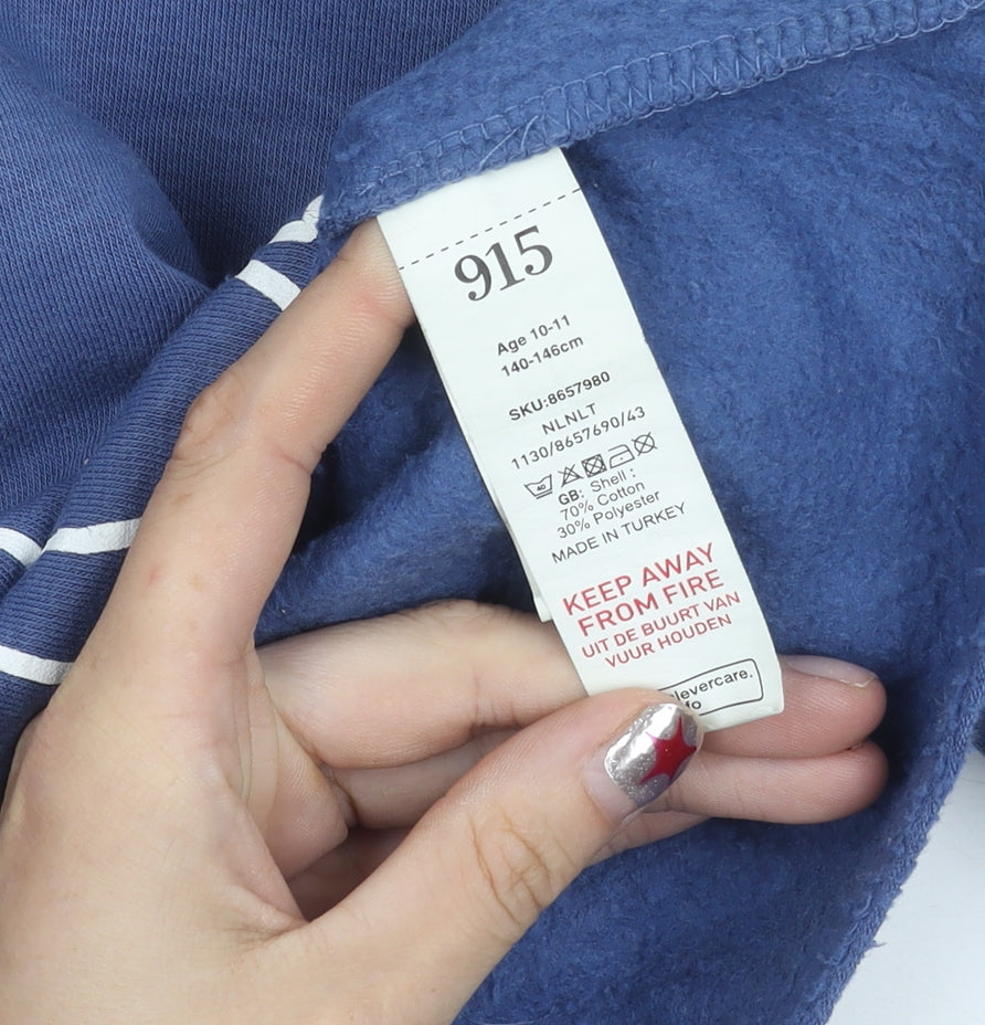 New Look Girls Blue Hoodie Age 10-11 Years Pullover NY Logo