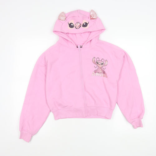 Primark Girls Pink Disney Stitch Angel Zip Up Hooded Jacket 12-13Y