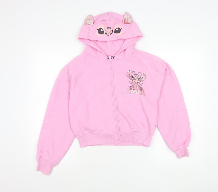 Primark Girls Pink Disney Stitch Angel Zip Up Hooded Jacket 12-13Y