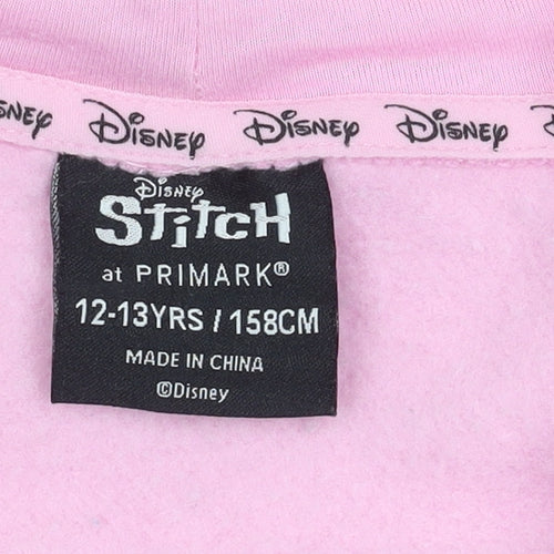Primark Girls Pink Disney Stitch Angel Zip Up Hooded Jacket 12-13Y