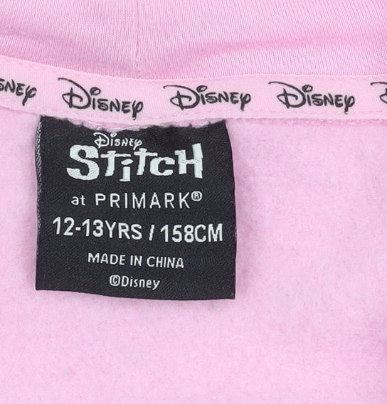 Primark Girls Pink Disney Stitch Angel Zip Up Hooded Jacket 12-13Y