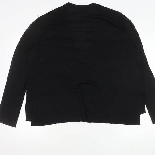 Zara Women Black L V-Neck Long Sleeve Pullover Jumper Knit