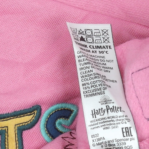 Marks and Spencer Girls Pink Harry Potter Hoodie 12-13Y Pullover