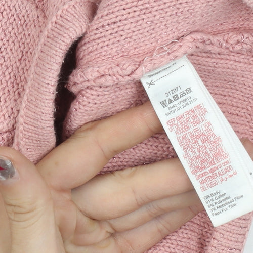 Monsoon Girls Pink Faux Fur Collar Cardigan Jumper 2-3 Years Long Sleeve