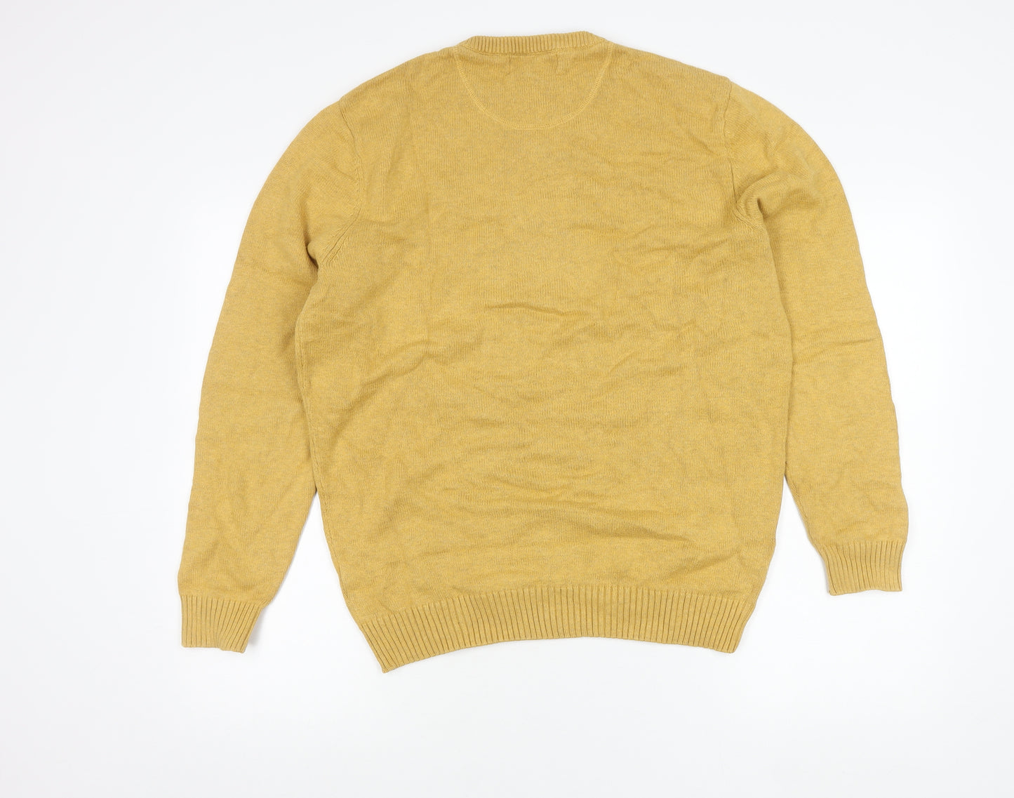 Maine New England Men's Yellow Cotton V-Neck Jumper Size M