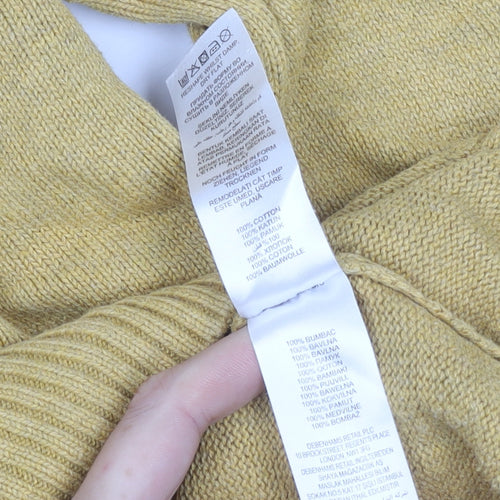 Maine New England Men's Yellow Cotton V-Neck Jumper Size M