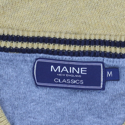 Maine New England Men's Yellow Cotton V-Neck Jumper Size M