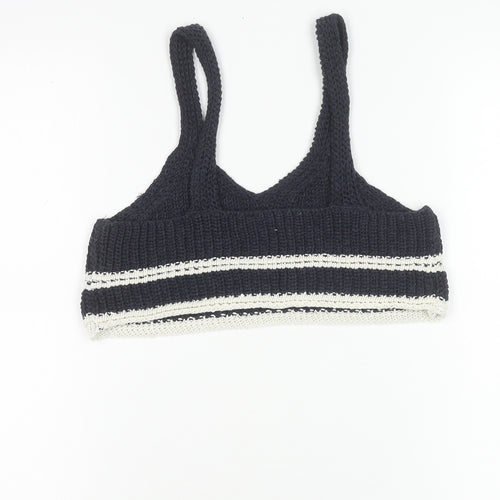 Zara Teens Blue Striped Knit Tank Top Size 8 V-Neck Camisole