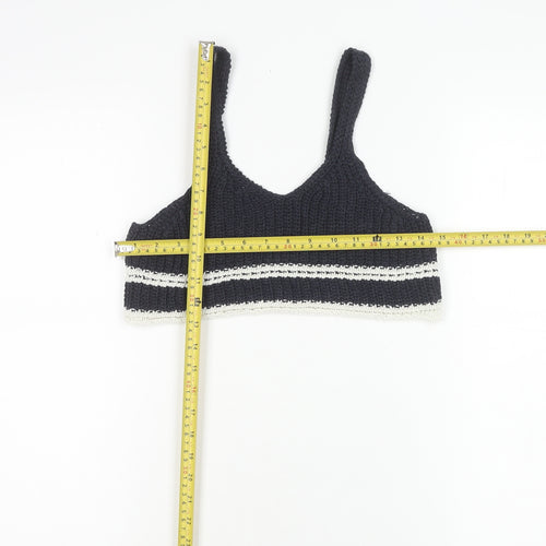 Zara Teens Blue Striped Knit Tank Top Size 8 V-Neck Camisole