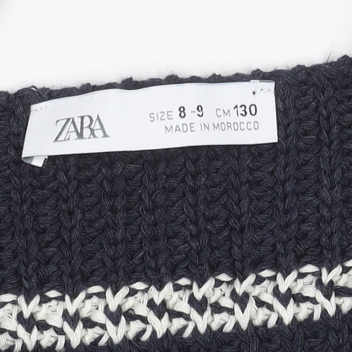 Zara Teens Blue Striped Knit Tank Top Size 8 V-Neck Camisole