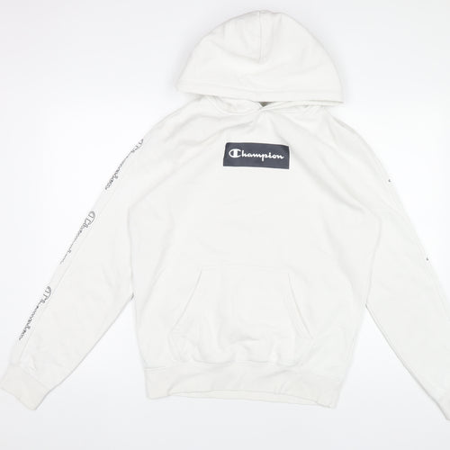 Champion Men's White Pullover Hoodie M Logo Graphic Sportswear