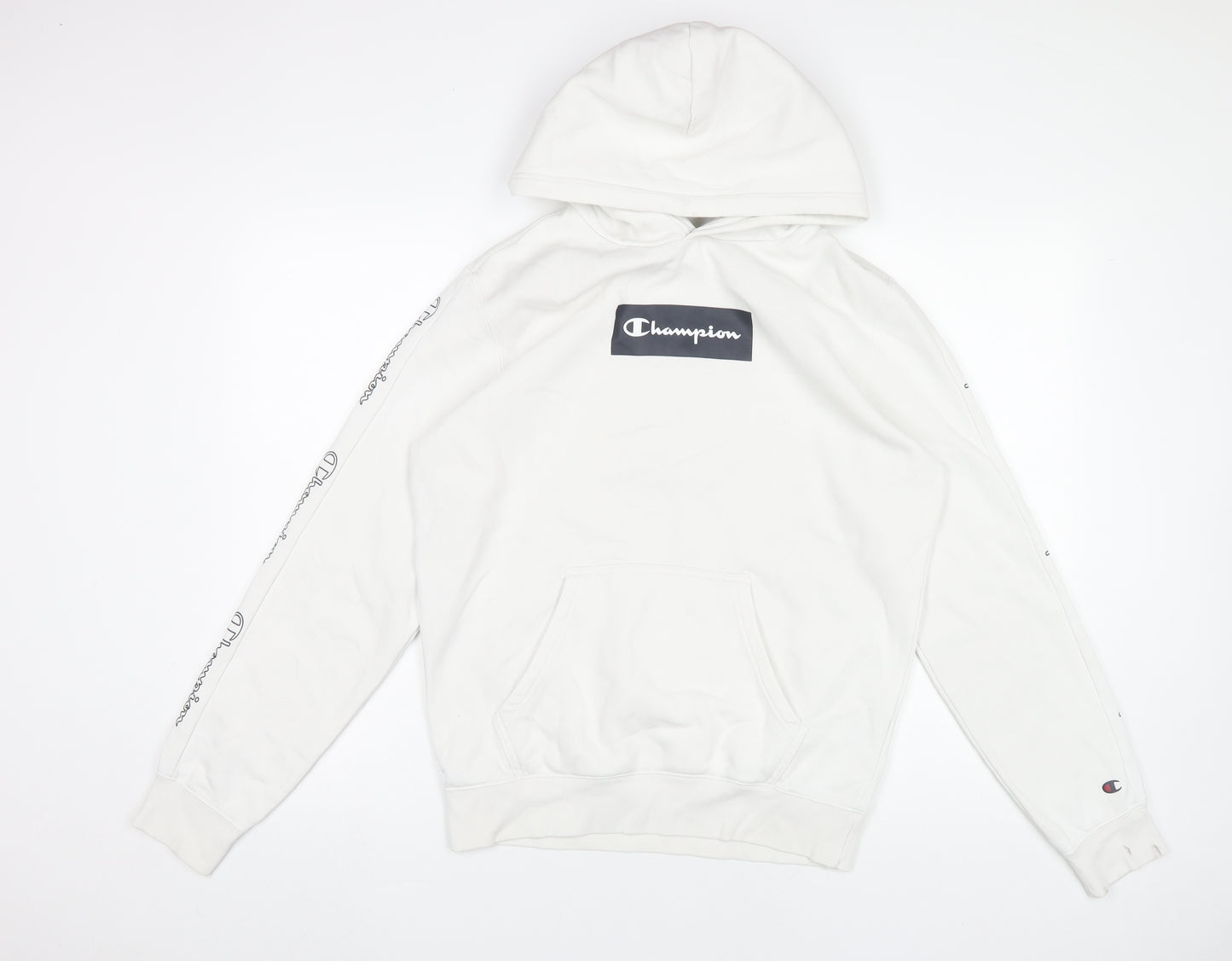 Champion Men's White Pullover Hoodie M Logo Graphic Sportswear