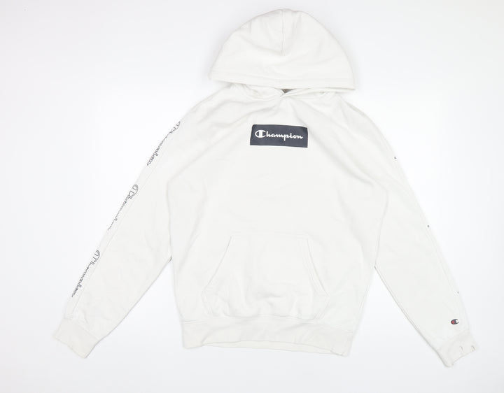 Champion Men's White Pullover Hoodie M Logo Graphic Sportswear