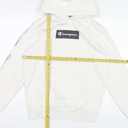 Champion Men's White Pullover Hoodie M Logo Graphic Sportswear