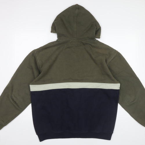 SMP Clothing Mens Green Blue Pullover Hoodie Size M Logo Graphic
