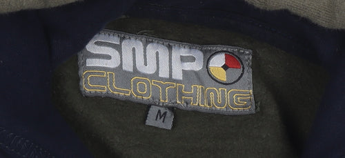SMP Clothing Mens Green Blue Pullover Hoodie Size M Logo Graphic