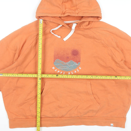 Animal Women’s Orange Pullover Hoodie UK 16 Graphic Print Cotton