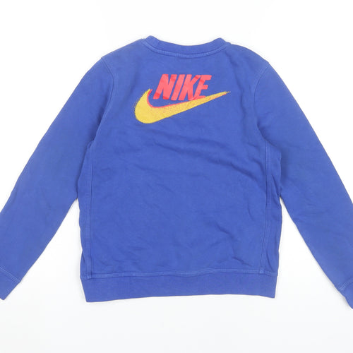 Nike Boys Blue Pullover Sweatshirt M 10-11Y Long Sleeve Logo Graphic