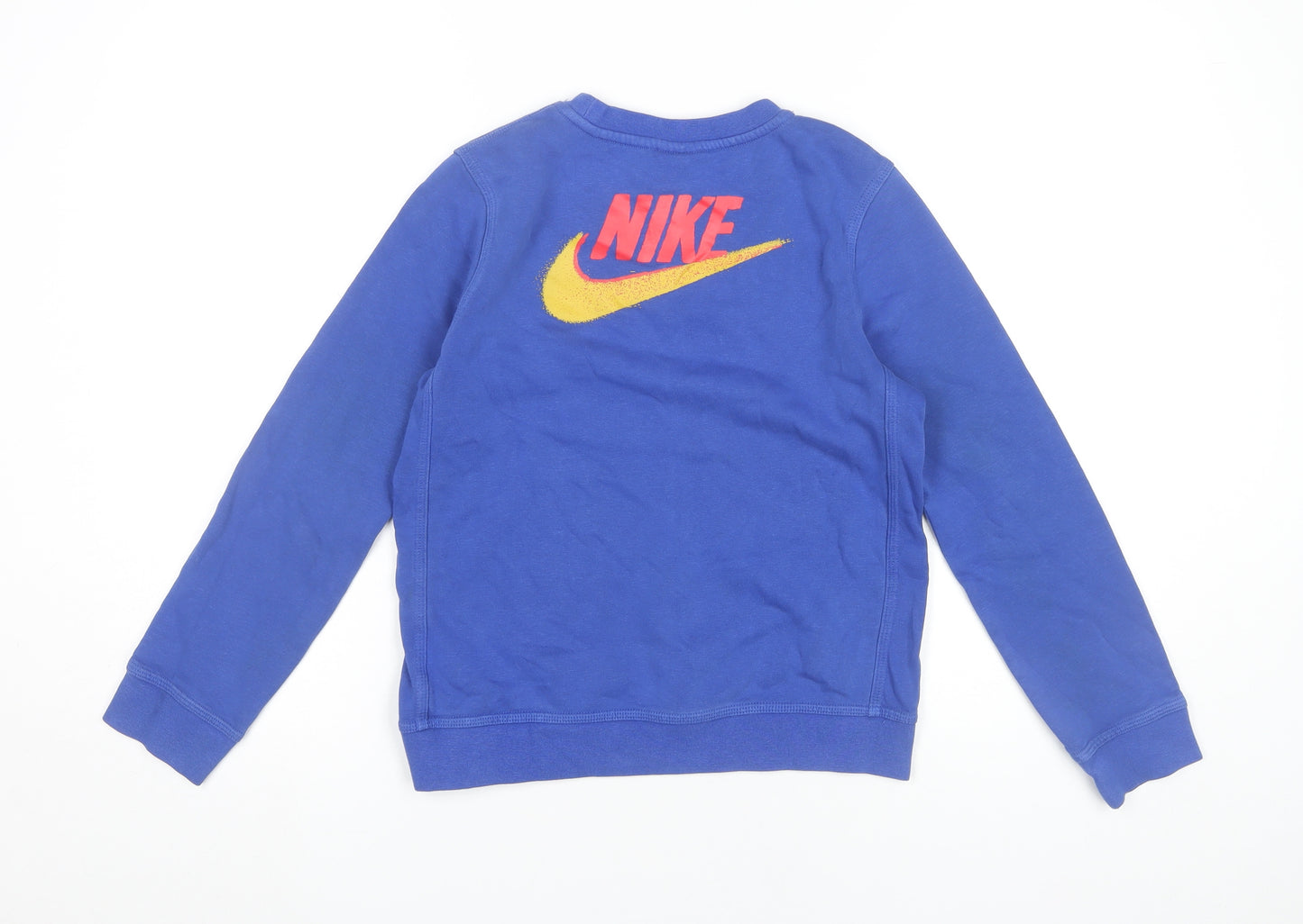 Nike Boys Blue Pullover Sweatshirt M 10-11Y Long Sleeve Logo Graphic
