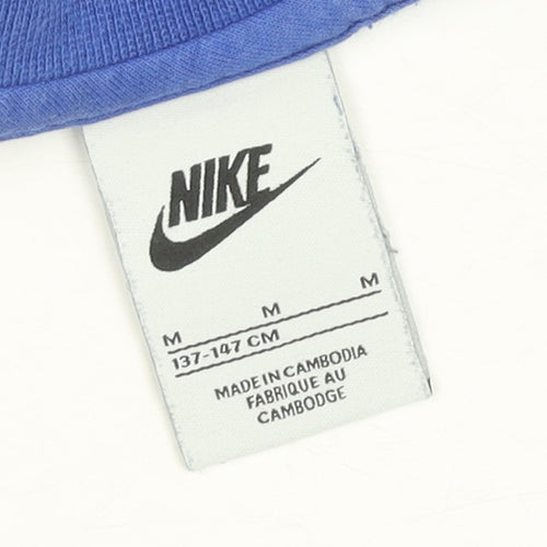Nike Boys Blue Pullover Sweatshirt M 10-11Y Long Sleeve Logo Graphic