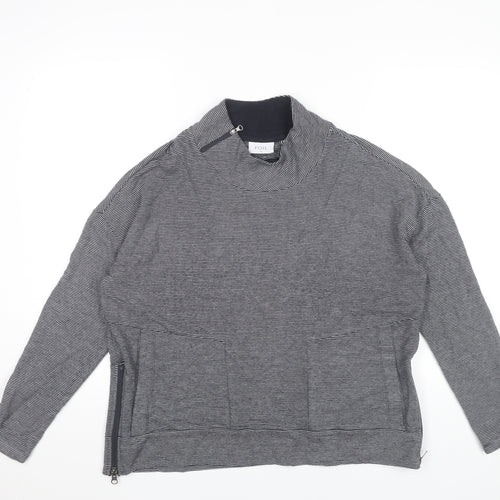 Foil Women’s Grey Striped Sweatshirt Small Roll Neck Zip Detail