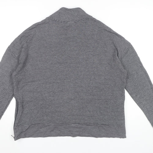 Foil Women’s Grey Striped Sweatshirt Small Roll Neck Zip Detail