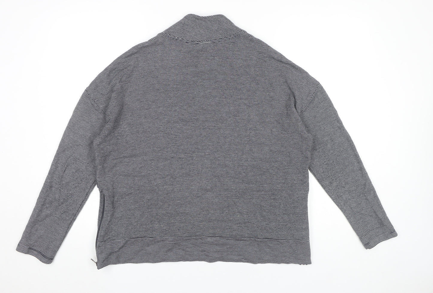 Foil Women’s Grey Striped Sweatshirt Small Roll Neck Zip Detail