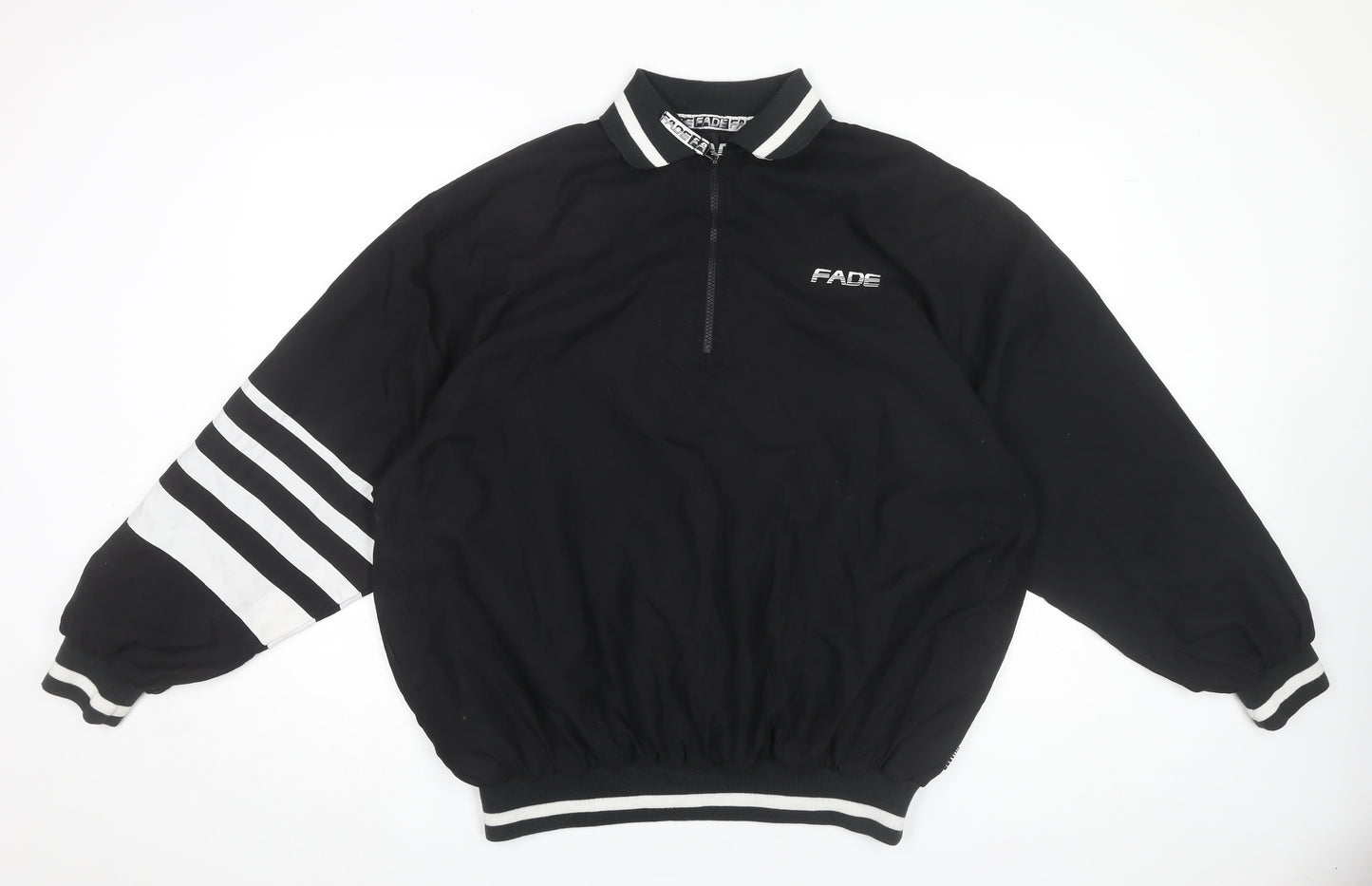 FADE Men's Black Medium 1/4 Zip Basic Jacket with Stripes