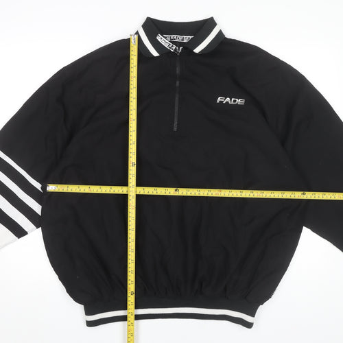 FADE Men's Black Medium 1/4 Zip Basic Jacket with Stripes