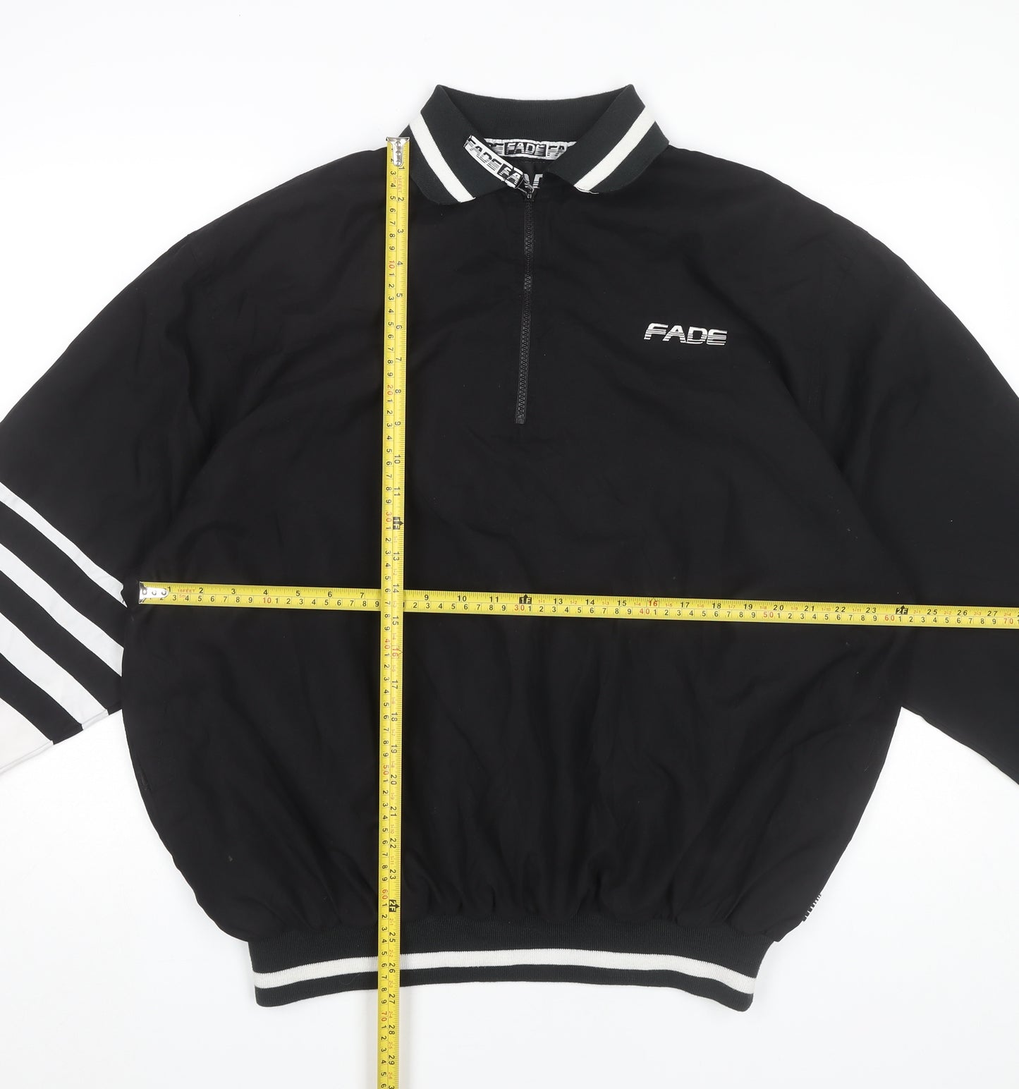 FADE Men's Black Medium 1/4 Zip Basic Jacket with Stripes