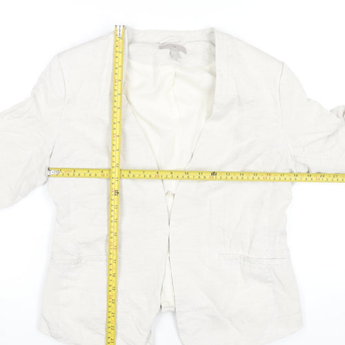 H&M Women Ivory Linen Blend Blazer UK 14 Classic Workwear