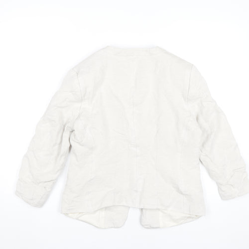 H&M Women Ivory Linen Blend Blazer UK 14 Classic Workwear
