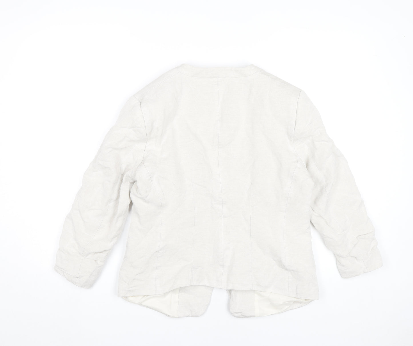 H&M Women Ivory Linen Blend Blazer UK 14 Classic Workwear