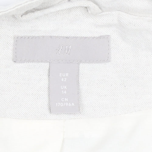 H&M Women Ivory Linen Blend Blazer UK 14 Classic Workwear