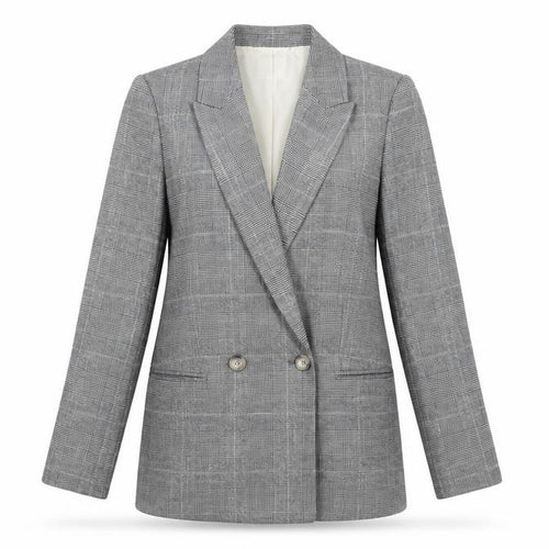 H&M Womens Grey Check Blazer Jacket UK 6 Business Casual