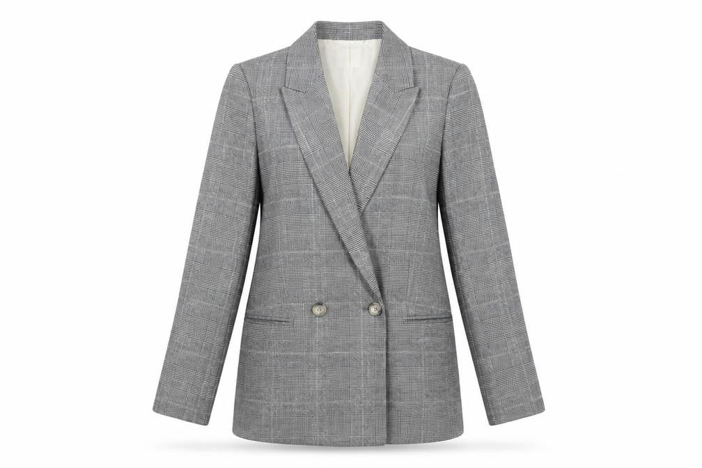 H&M Womens Grey Check Blazer Jacket UK 6 Business Casual