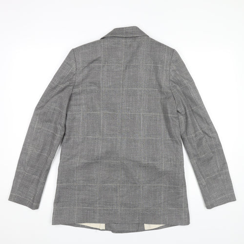H&M Womens Grey Check Blazer Jacket UK 6 Business Casual