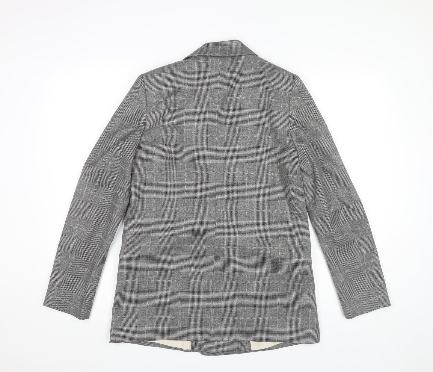 H&M Womens Grey Check Blazer Jacket UK 6 Business Casual