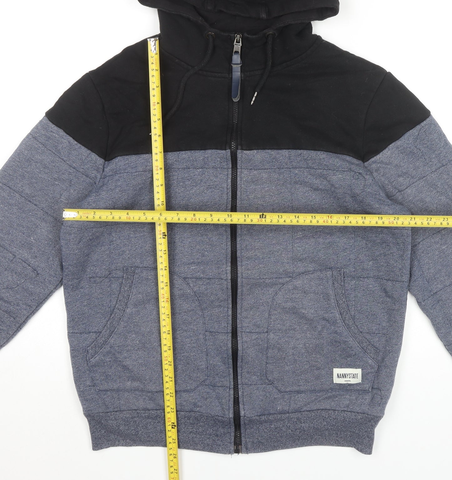 Nanny State Mens Black Blue XL Full Zip Hoodie Jacket Hooded