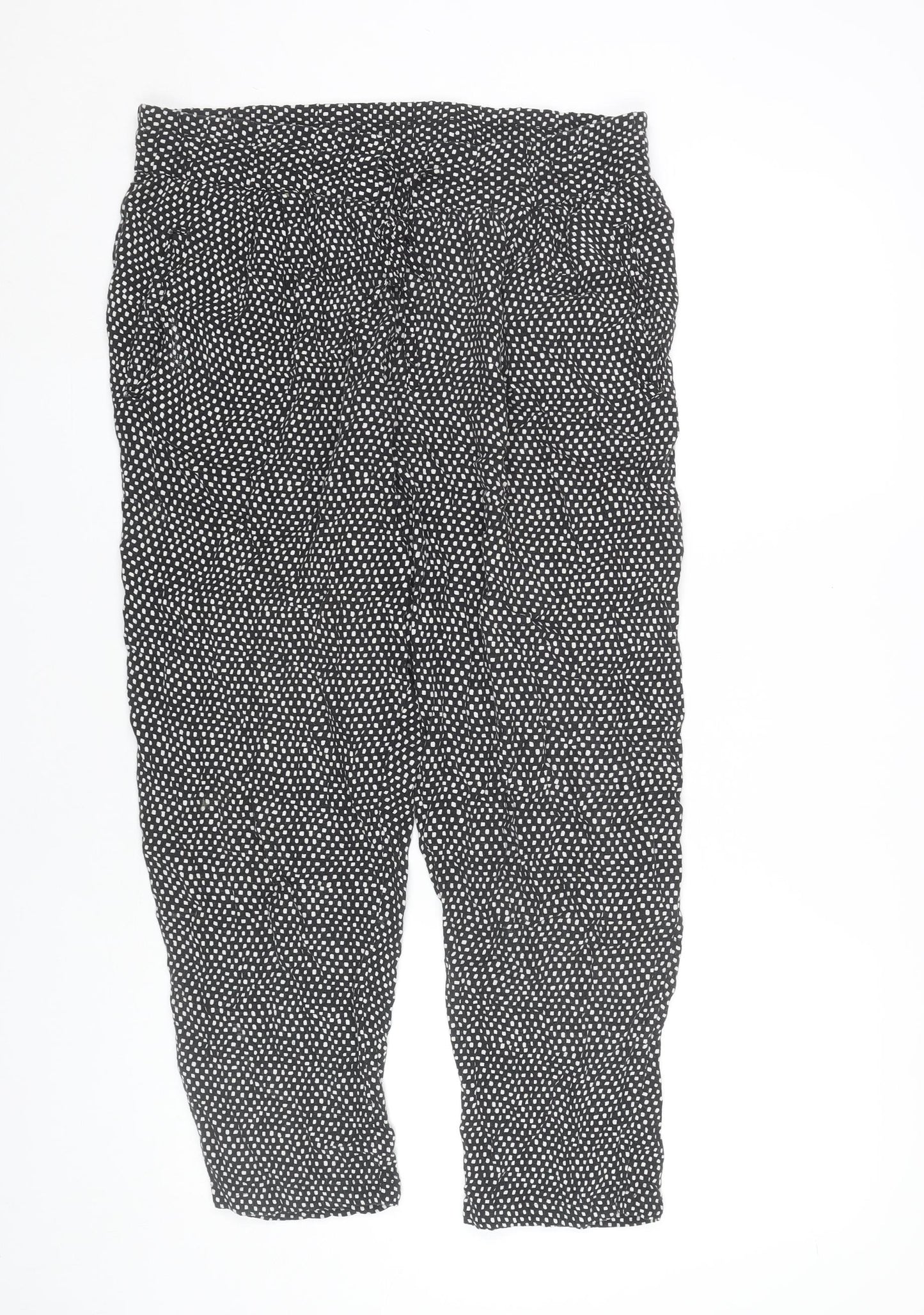 Marks and Spencer Women Black Polka Dot Cropped Trousers Size 14