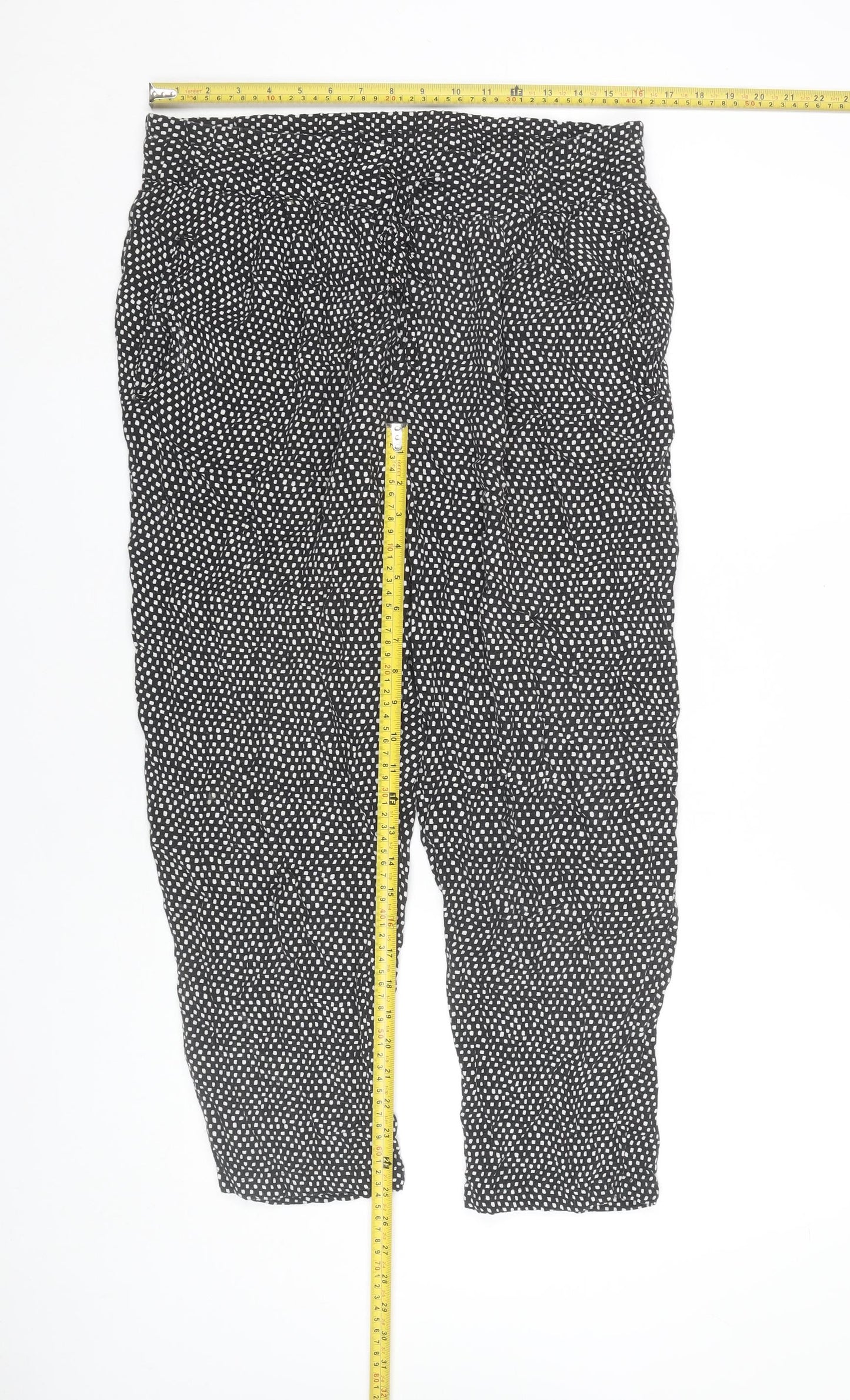 Marks and Spencer Women Black Polka Dot Cropped Trousers Size 14