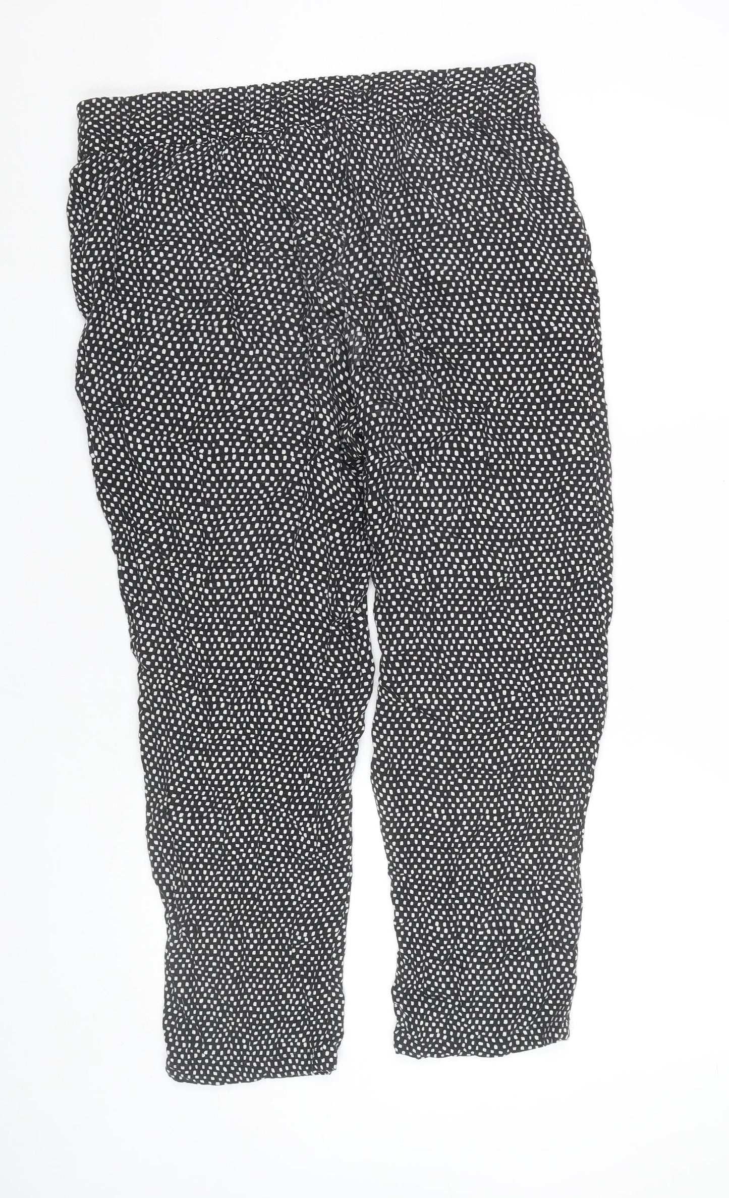 Marks and Spencer Women Black Polka Dot Cropped Trousers Size 14