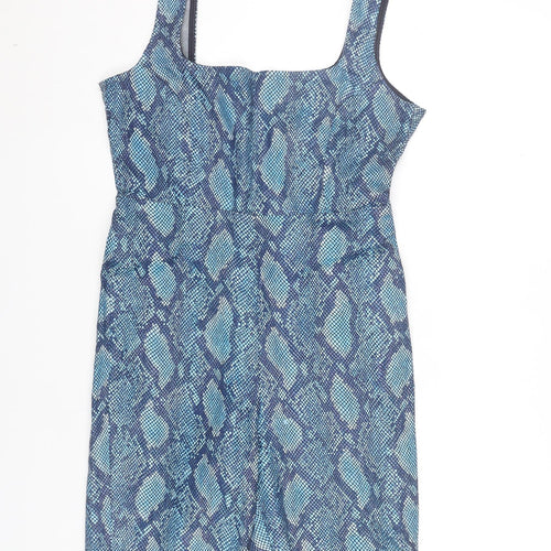 ASOS Women Blue Animal Print Sleeveless Playsuit UK 12
