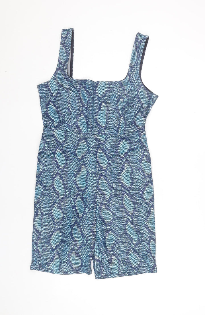 ASOS Women Blue Animal Print Sleeveless Playsuit UK 12