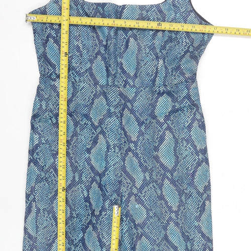 ASOS Women Blue Animal Print Sleeveless Playsuit UK 12